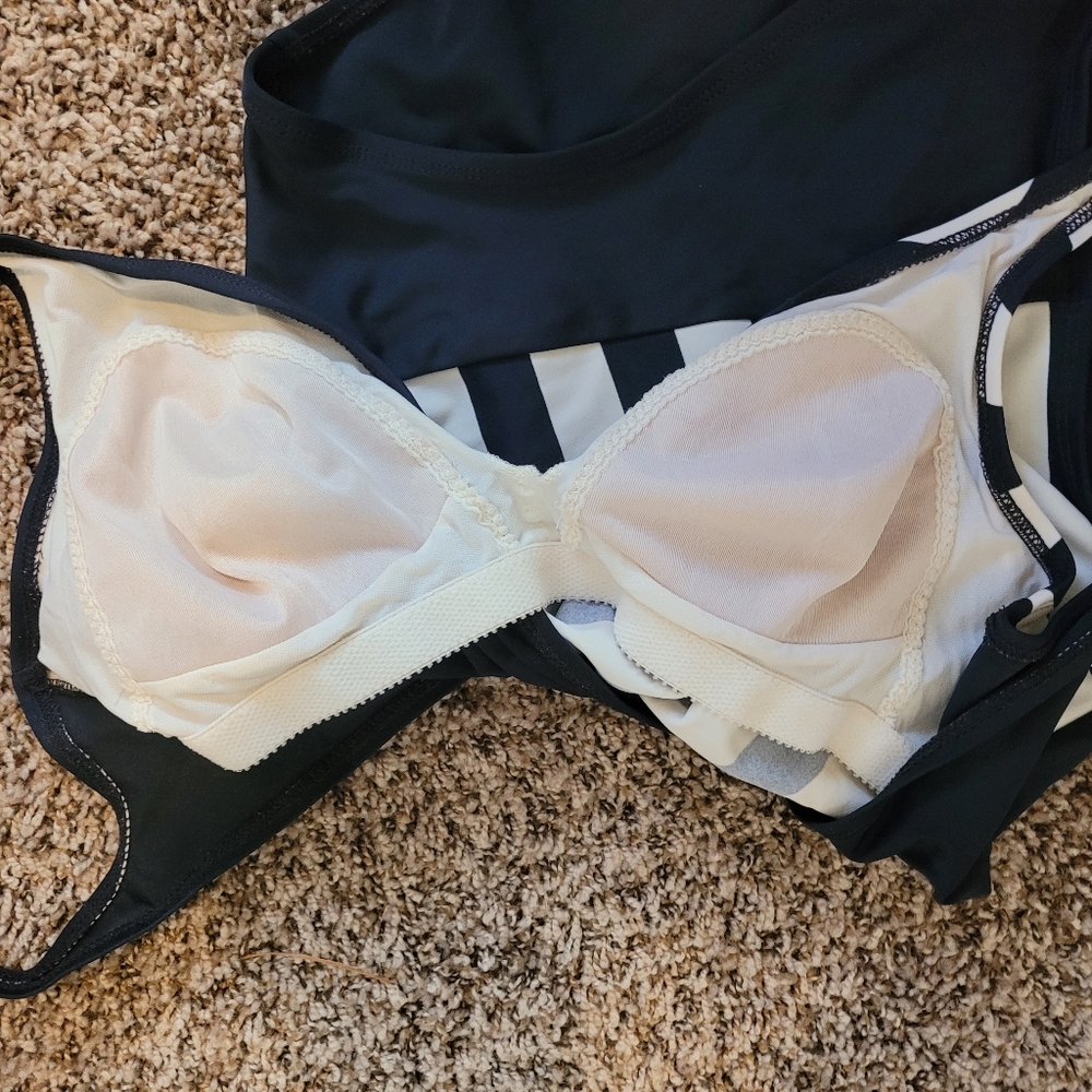 Oscar dela Renta vintage swimsuit 16 black & white stretch - Picture 4 of 7